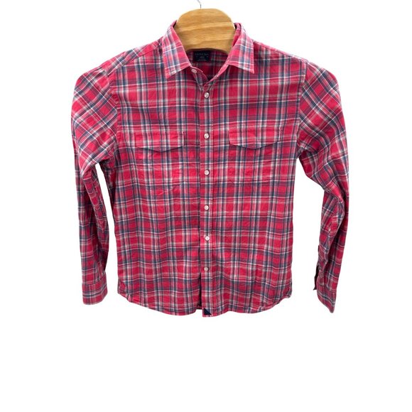 UNTUCKit Button Up Dress Shirt Slim Fit Large Men's Long Sleeve Pink Blue Plaid - Picture 2 of 4